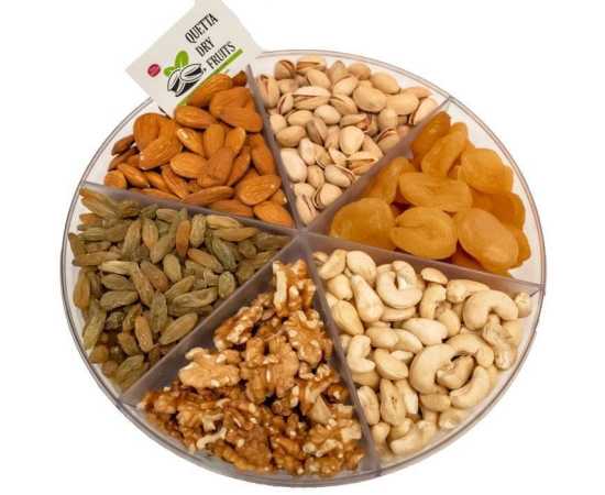 Large 6-Sectional Mix Dry Fruit 6 Item Gift Basket - Pack of 1KG