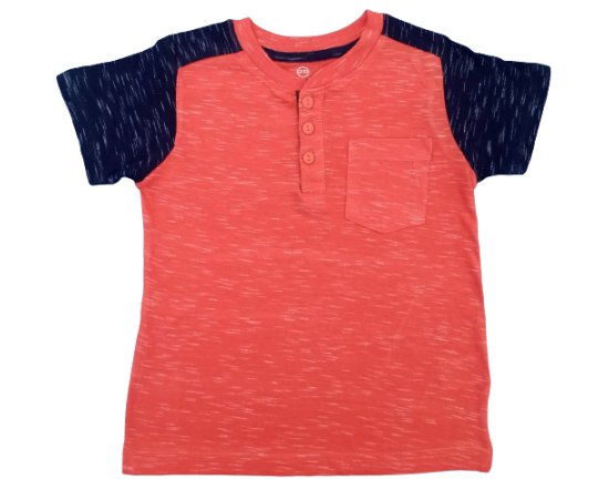 Copper Cotton Fabric Denim Round Neck T-Shirt - Orange