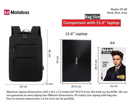 Bag City. Business Laptop Backpack Dual Compartment With USB Port -  Blue