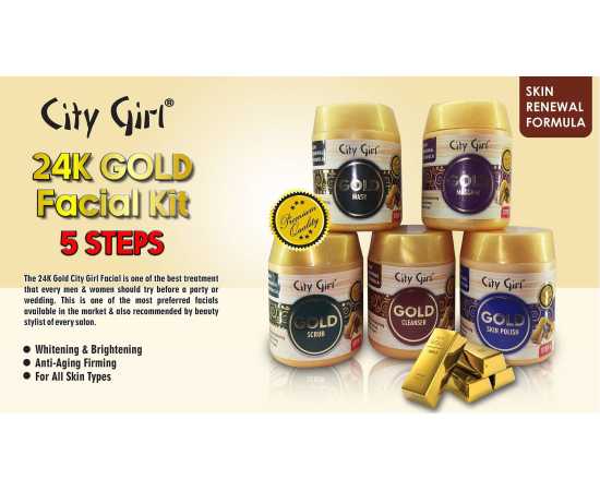 City Girl Gold 5 Steps Facial Kit Jar