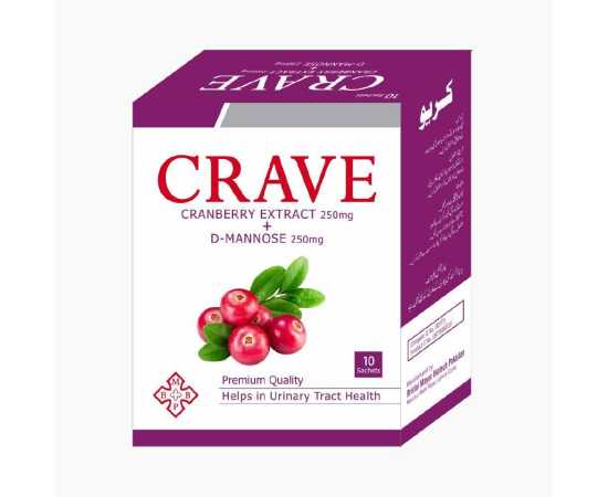 CRAVE Nutritional Supplements Cranberry Extract + D-Mannose - Pack of 10 Sachet