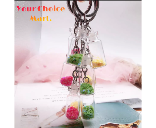 Antique 3 In 1 Bottle Keychain With Glitter For Boy's & Girl's - 1 Piece