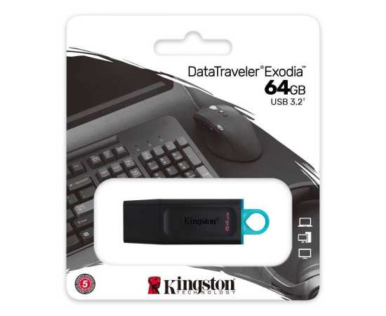 Kingston 64GB Dt Exodia USB 3.2 Flash Drive - Black