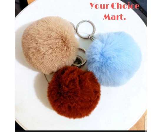 Pom Pom Fluffy Ball Keychain For Girl's And Boy's - 1 Piece