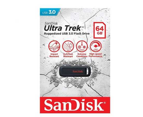 SanDisk 64GB Ultra Trek USB 3.0 Flash Drive 130Mb/s Speed - Sdcz490