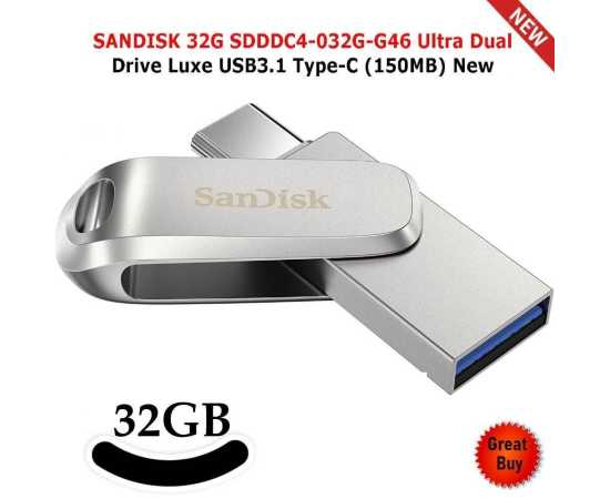 SanDisk 32GB Ultra Dual Drive Luxe USB Type-C USB Flash Drive