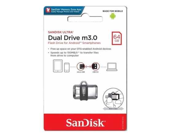 SanDisk 64GB Ultra Dual OTG USB 3.0 Flash Drive
