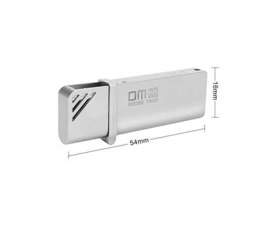DM 16GB USB Metal Flash Drive 3.0 Speed - PD068 - Silver