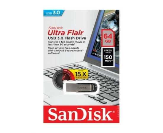 SanDisk 64GB 3.0 Speed Ultra Flair USB Flash Drive