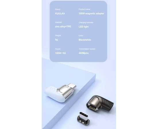 KUULAA 120W Magnetic Elbow USB Type-C Connector - Black