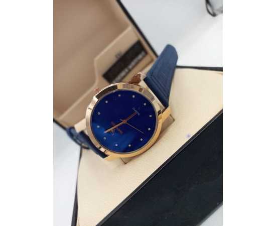 Timeworth Quartz Round Dial Blue Leather Strap Watch - Without Box