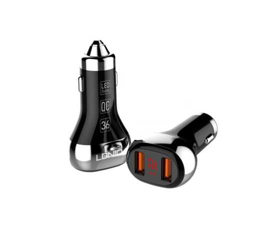 LDINO C2 36W Dual USB Super Fast Car Charger - Black
