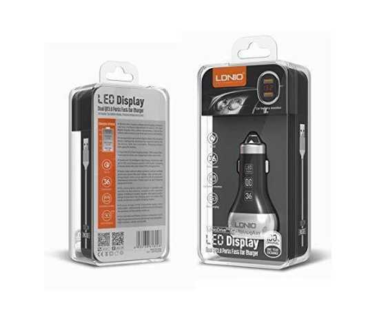 LDINO C2 36W Dual USB Super Fast Car Charger - Black