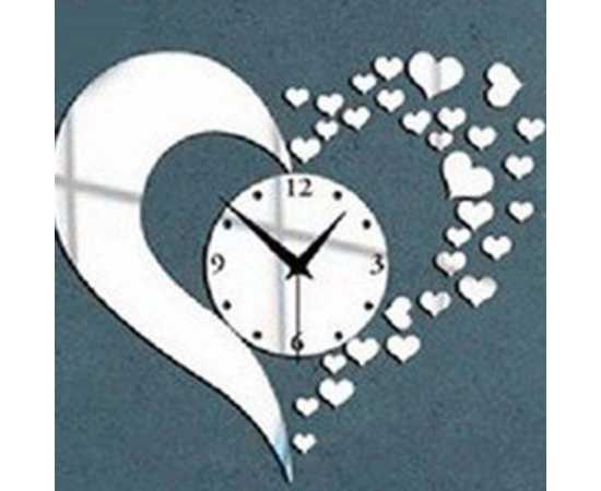 Heart Shape Acrylic Decorative Wall Clocks - Silver