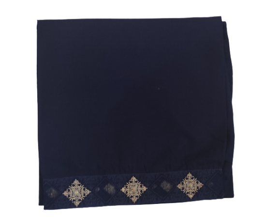 One Side Border Lawn Shawl For Use Anywhere - Dark Blue