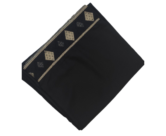 One Side Border Lawn Shawl For Use Anywhere - Black
