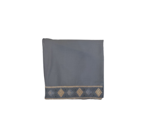 One Side Border Lawn Shawl For Use Anywhere - Grey