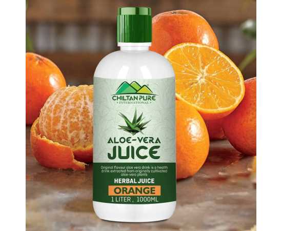 Chiltan Pure Aloe Vera Juice Orange - Enriched With Vitamin C - 1000ML