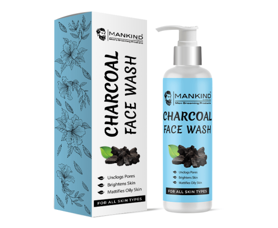 Mankind Charcoal Face Wash - Brightens & Eliminates Acne from Skin