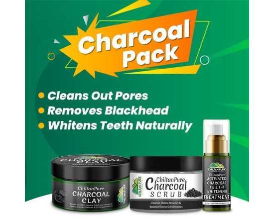Chiltan Pure Charcoal Pack - Controls Excess Sebum/Whitens Teeth & Deep Cleanse Skin