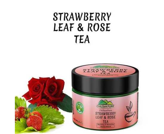 Strawberry Leaf & Rose Herbal Tea - Refreshes Mood & Relieves Stress
