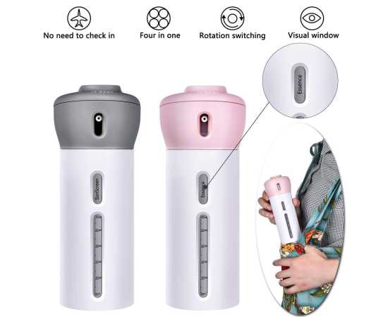 4 Lotion Bottles In 1 Refillable Travel Dispenser Bottle