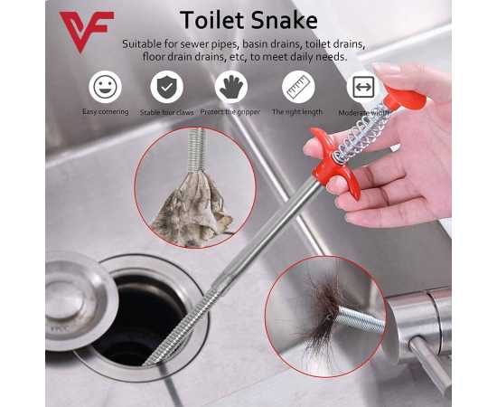 Metal Flexible 90 cm Drain Wire Brush Sink Cleaning