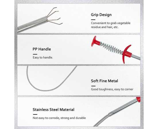 Metal Flexible 90 cm Drain Wire Brush Sink Cleaning