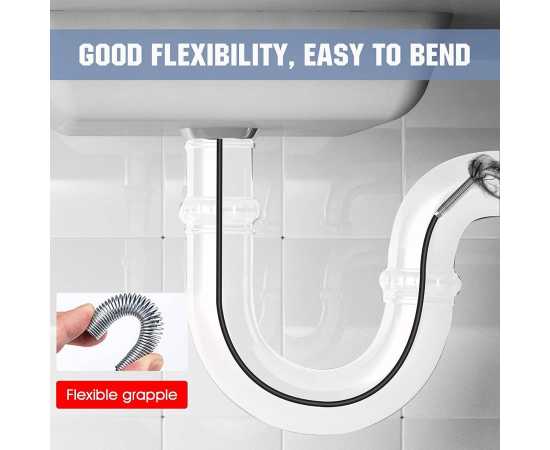 Metal Flexible 90 cm Drain Wire Brush Sink Cleaning