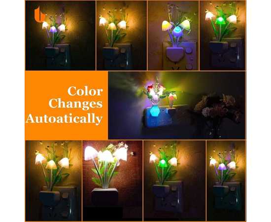 2Pcs Automatic Sensor Light Night Color Changing Romantic Flower