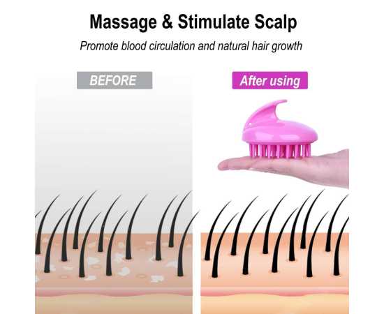 Hair Wash Massage Brush Silicone Head Anti Dandruff Shampoo Haircare Massager Comb