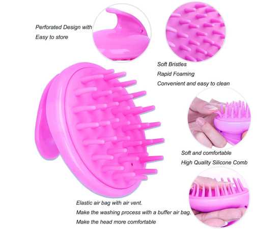 Hair Wash Massage Brush Silicone Head Anti Dandruff Shampoo Haircare Massager Comb