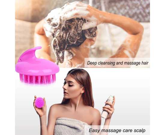 Hair Wash Massage Brush Silicone Head Anti Dandruff Shampoo Haircare Massager Comb