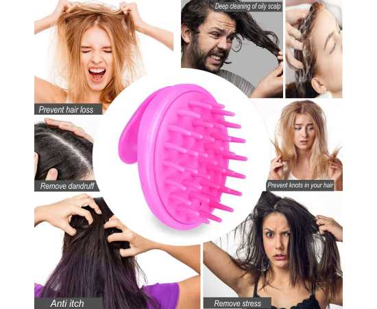 Hair Wash Massage Brush Silicone Head Anti Dandruff Shampoo Haircare Massager Comb