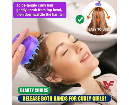 Hair Wash Massage Brush Silicone Head Anti Dandruff Shampoo Haircare Massager Comb