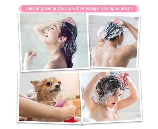 Hair Wash Massage Brush Silicone Head Anti Dandruff Shampoo Haircare Massager Comb