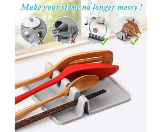 Kitchen Spoon Holders Fork Spatula Rack Shelf Tong Hooks