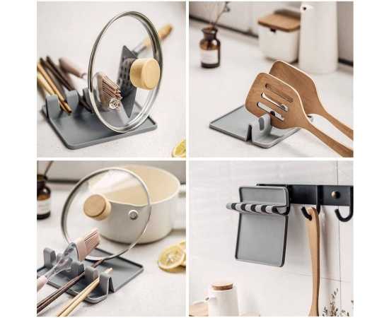 Kitchen Spoon Holders Fork Spatula Rack Shelf Tong Hooks