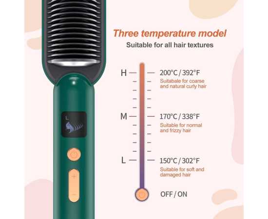 Electric Heated Portable Hair Straightener Brush