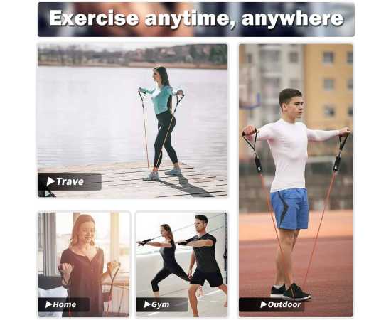 Portable Resistance Exercise Workout Bands For Body Fitness - 11 Pcs Set