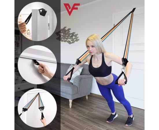 Portable Resistance Exercise Workout Bands For Body Fitness - 11 Pcs Set