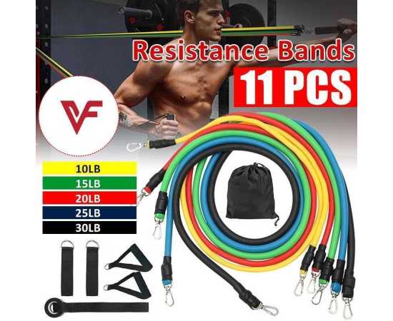Portable Resistance Exercise Workout Bands For Body Fitness - 11 Pcs Set