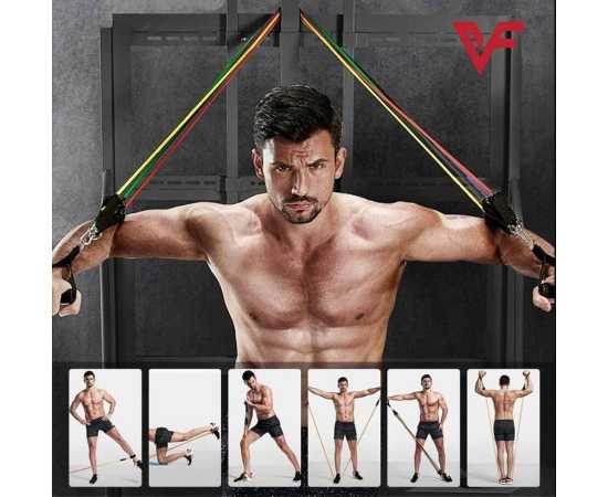 Portable Resistance Exercise Workout Bands For Body Fitness - 11 Pcs Set