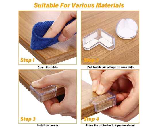 4 PCS L-Shape Silicone Table Corner Protector for Kids