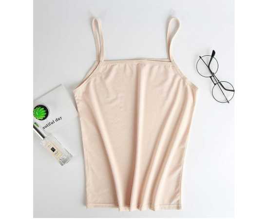 Women Camisole Slim Stretchy Spaghetti Strap Sleeveless O-Neck Basic Plain Vest Tops