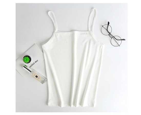 Women Camisole Slim Stretchy Spaghetti Strap Sleeveless O-Neck Basic Plain Vest Tops