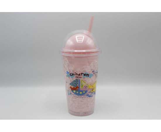 Children Hello Stylish Acrylic Double Wall Tumbler Cup With Straw (3029-6)