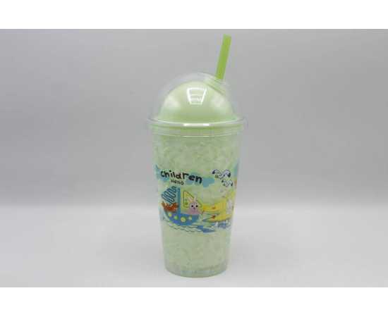 Children Hello Stylish Acrylic Double Wall Tumbler Cup With Straw (3029-6)