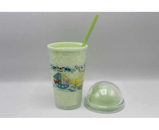 Children Hello Stylish Acrylic Double Wall Tumbler Cup With Straw (3029-6)