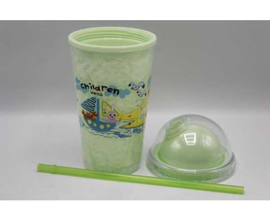 Children Hello Stylish Acrylic Double Wall Tumbler Cup With Straw (3029-6)